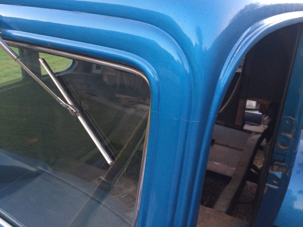 Cracks in Pillar on John's 1932 Chevy five-window coupe